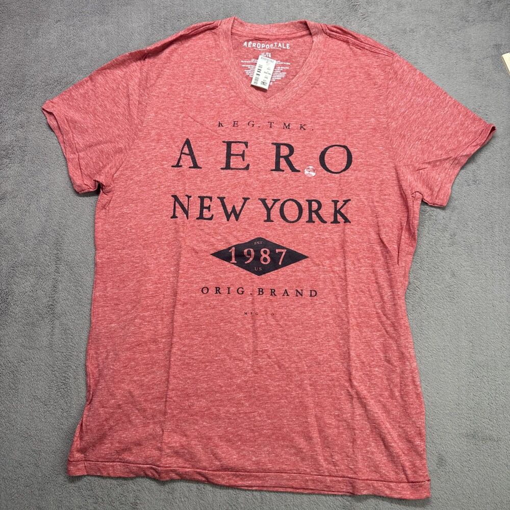 Aeropostale NY Heather Red Tee NWT XL Vneck